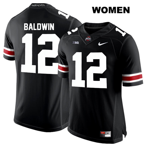 Ohio State Buckeyes Women's Matthew Baldwin #12 White Number Black Authentic Nike College NCAA Stitched Football Jersey ZR19C70AD